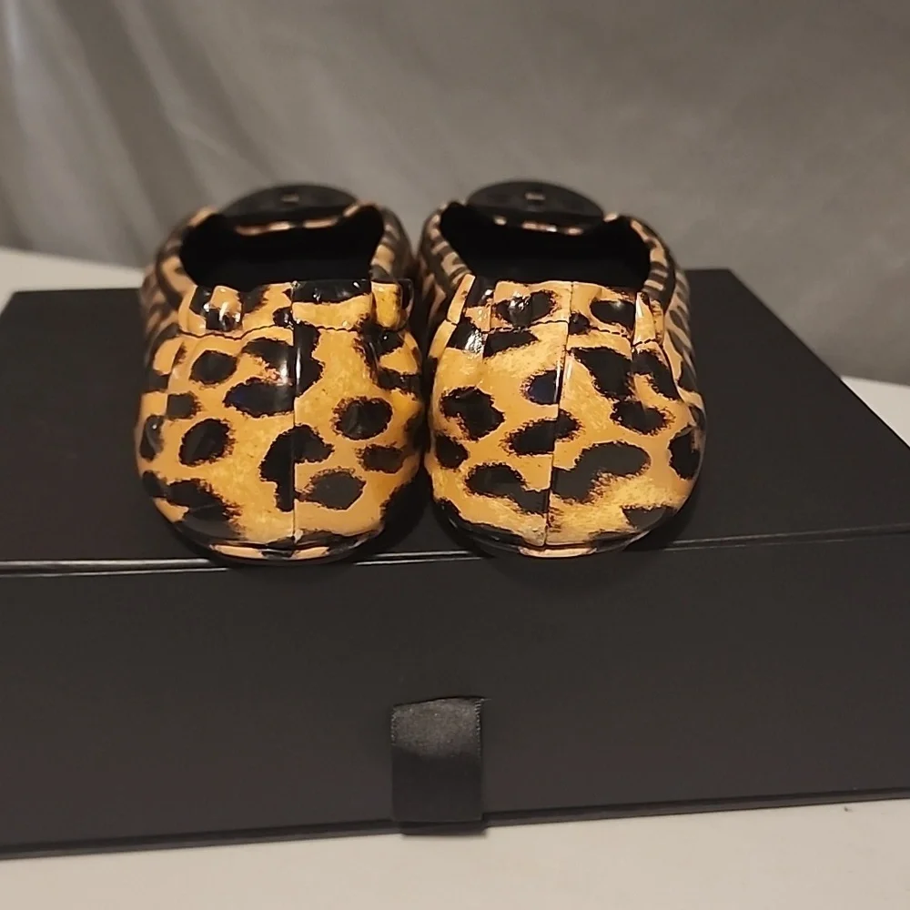 Tory Burch Brown and Black Leopard Flats
